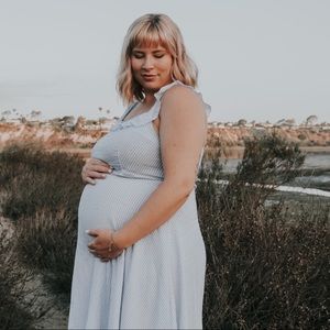 Blue Striped Linen-like dress